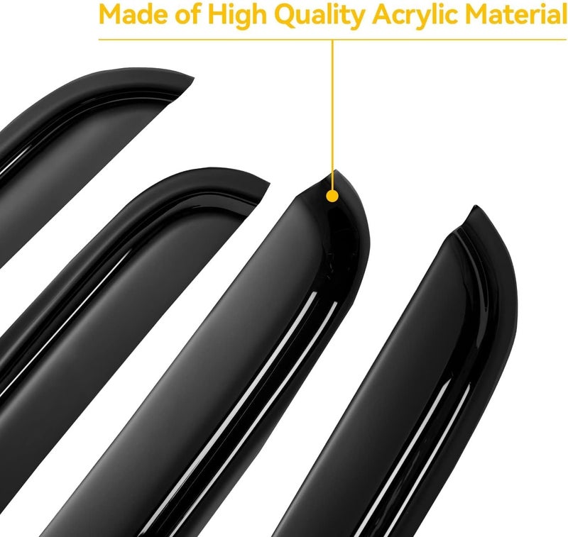 Cxdar Window Rain Guards for 2007-2013 Chevy Silverado/GMC Sierra 1500/Avalanche, 07-14 Silverado/Sierra 2500HD 3500 HD/Suburban/Yukon XL Window Visors Vent Guard Shade Deflector Crew Cab - Image 3
